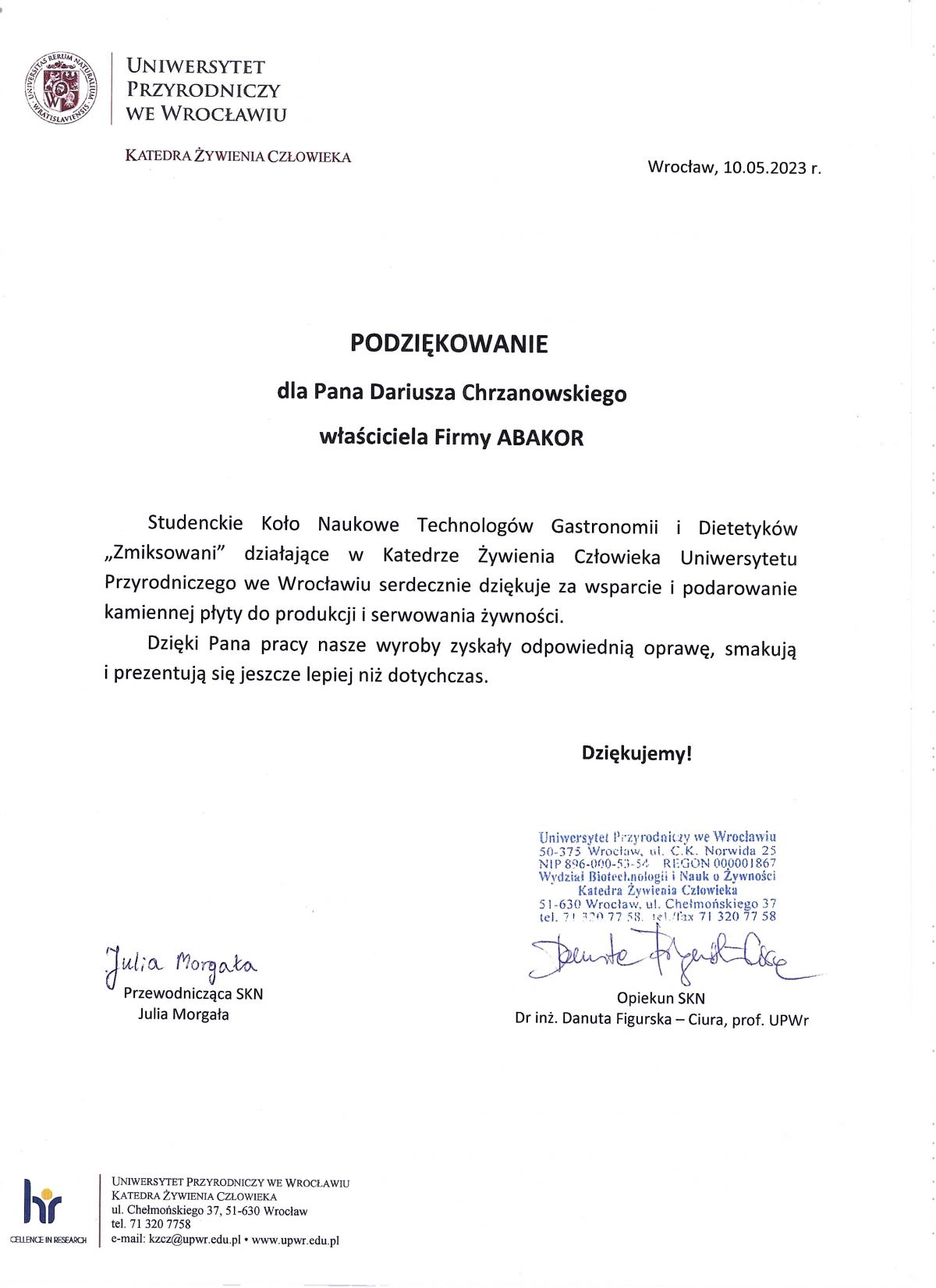 Podziękowania