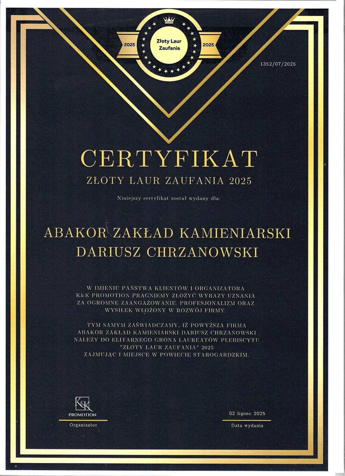 Złoty Laur Zaufania 2025