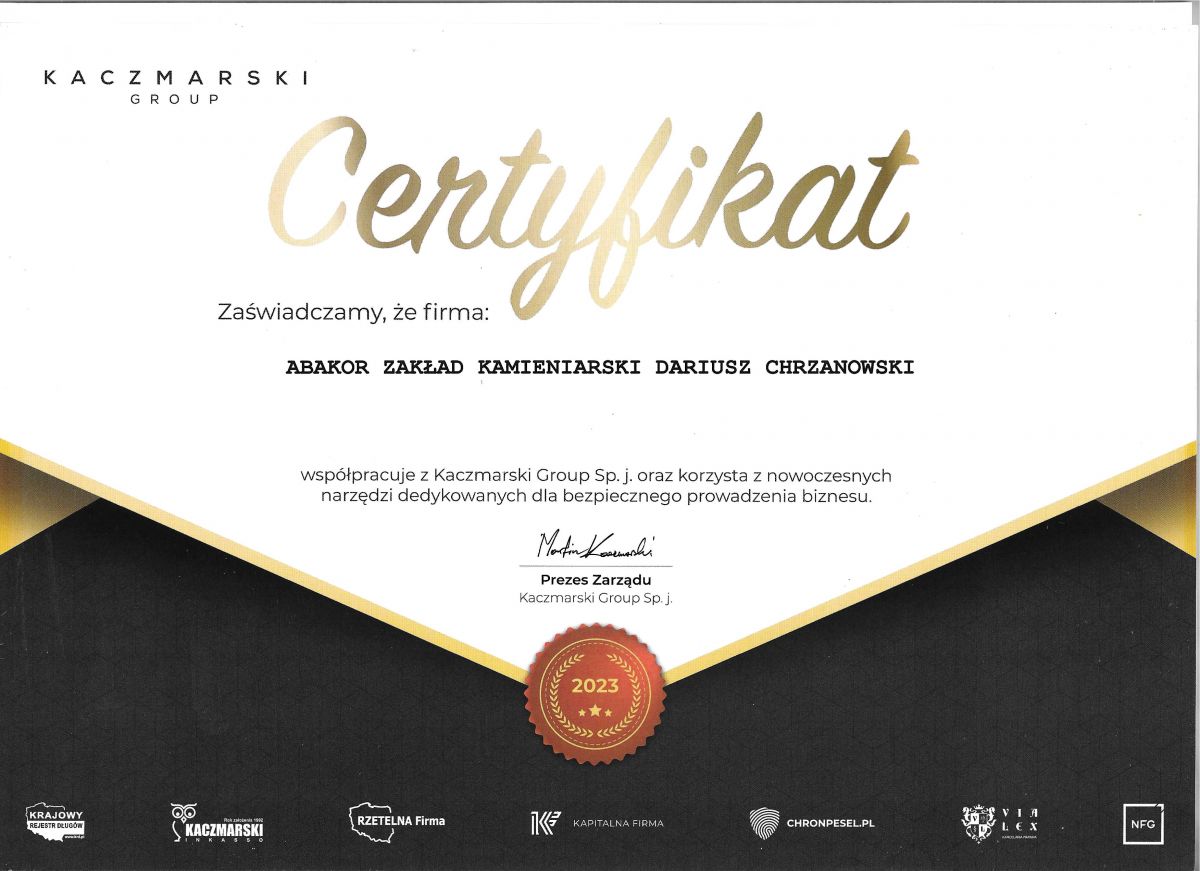 Certyfikat Kaczmarski