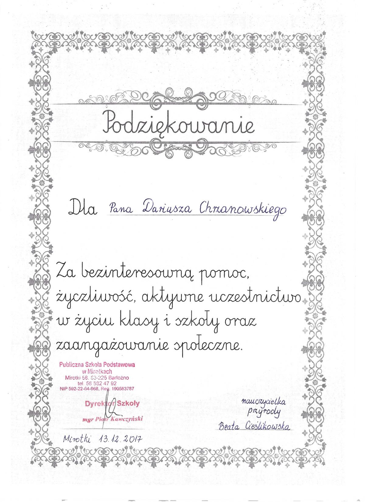 Podziękowania